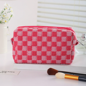 Borsa da Viaggio per Trucchi in Tessuto Non Tessuto a Quadretti con Manici Laterali, <span class=keywords><strong>Cerniera</strong></span> Premium e Design alla Moda, Grande - Product Image 4