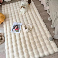 Tapis et carpettes en fausse fourrure de lapin à semelle en daim de haute qualité, vente en gros d'usine, décoration intérieure pour salon shaggy