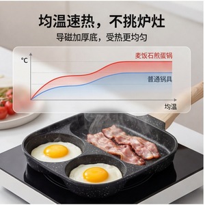 กระทะทอดไข่แบบไม่ติด 3-in-1 หินไมแฟน ก้นแบน ขนาดเล็ก สองช่อง พร้อมฝาปิด - Product Image 1