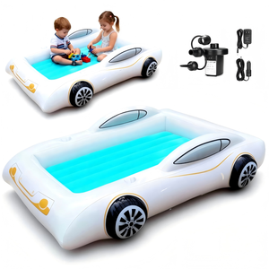White Car Shaped Kids <b>Inflatable</b> Travel Bed for Toddlers Camping Home Car Use - Product Image 1