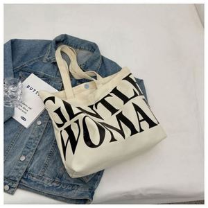<b>Large</b> Capacity Letter <b>Canvas</b> Tote Spring Summer Fashion Zipper Polyester Lady <b>Bag</b> for Shopping - Product Image 5