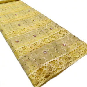 Nouvelle conception de dentelle soluble en guipure avec strass, tissu en dentelle filet pour vêtements de mariage, robes de soirée, matériaux de confection - Product Image 4