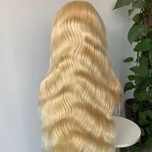 Glueless Silk Top Blonde Human Hair Long European Hair Jewish Wig Human Hair Jewish Wig Kosher Wig 1" Poly in Front Silk top