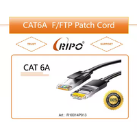 Kabel TIA/EIA Bersertifikasi CAT6A F/FTP - Konduktor Padat Berpelindung Tembaga Murni Kabel Patch Ethernet Berjaket PE/PVC Merek Ripo 305m Pull
