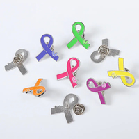 Broche en émail doux et dur personnalisée en gros avec logo, broche de sensibilisation au cancer du sein, badge en métal, épingles à ruban rose personnalisées, couleur personnalisée