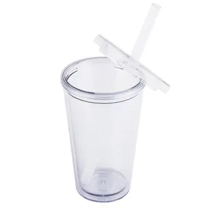 Gobelet transparent double paroi 17oz, pour thé à bulles, en plastique sans BPA réutilisable, vente en gros, ml