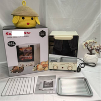 Four électrique à commande mécanique de grande capacité 15L, mini-four grille-pain, friteuse à air et grill pour la cuisson à domicile et en camping-car