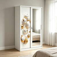 Armoire métallique haut de gamme avec miroir et tringle de suspension, 2 portes coulissantes