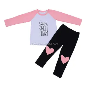 Оптовые продажи 1990 clothing co-Стильные весенние брюки на День святого Валентина для девочек, детская одежда с принтом сердца, оптовая продажа, Детские однотонные леггинсы, эксклюзивная одежда
