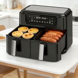 Four électrique moderne 10L avec friteuse à air numérique, carré, en plastique, sans huile, revêtement antiadhésif, usage domestique, 1800/2400W, cuisson économe en énergie - Product Image 6