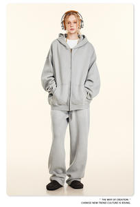 Ensemble veste cardigan thermique 360G tendance pour homme W2427 XIYU, sweat à capuche doublé polaire, pantalon décontracté droit, hiver - Product Image 6