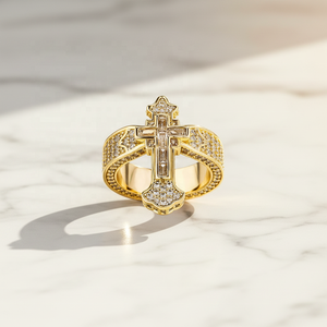 Bague Croix Souljewel Plaqué Or 14K Zircon Sertie de Pierres Style Hip Hop Gothique Religieux pour Hommes et Femmes, Cadeau d'Anniversaire - Product Image 2