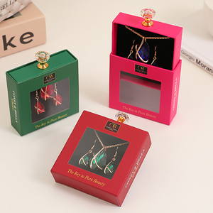 Boîte à tiroir à bijoux à motif personnalisé Boîte de rangement en PVC pour fenêtre couvercle de boucle d'oreille bague collier Boîte d'emballage cadeau en gros - Product Image 2