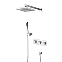 Ensemble de douche thermostatique mural en laiton noir, personnalisé, avec mitigeur en céramique dissimulé pour salle de bain