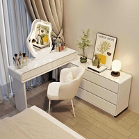 Commode de chambre style crème, en bois massif, ultra-mince et extrêmement étroite (30 cm), table de toilette avec six tiroirs de rangement