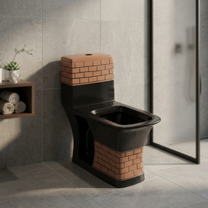 Modern Gray Marble Gold Line Ceramic One Piece WC Decorative Elongated Water Closet Floor Mounted Toilet - Product Image 6