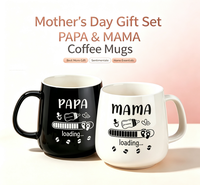 Ensemble de tasses à café en céramique TUZELIYA pour maman et papa, cadeau pour les parents, 350 ml, noir et blanc, passe au micro-ondes, annonce de grossesse, baby shower