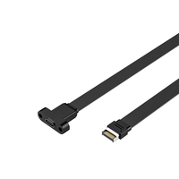 Cable de Extensión JEYI para Panel Frontal, Tipo-C en Ángulo Recto, Material TPE, 20Gbps, Conector Interno para Placa Base, con Tornillo de Montaje