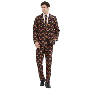 Men's Halloween Holiday Slim Fit Polyester Suit Casual Party Wedding Business Formal With Pants For Adult