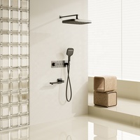 Pommeau de douche multifonction à effet pluie, 3 modes de pulvérisation, poignée métallique réglable, pour usage en salle de bain d'hôtel