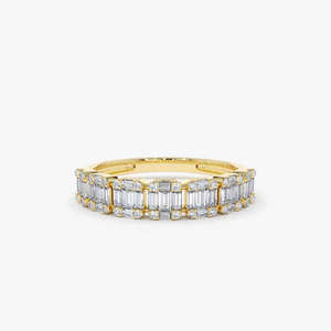 Anillo de Boda de Lujo para Mujer, Chapado en Rodio, con Diamantes Reales Certificados de 0.72 CT, Oro Blanco Sólido de 14k, Diseño Contemporáneo - Product Image 2