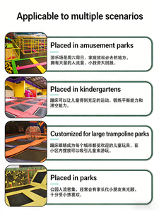 <span class=keywords><strong>Parc</strong></span> de trampolines intérieur sur mesure, conçu et aménagé, avec une grande zone de jeux souple, incluant des blocs en mousse, des plateformes et une filet de protection. - Product Image 4
