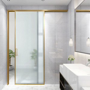 <span class=keywords><strong>Puerta</strong></span> <span class=keywords><strong>Corredera</strong></span> <span class=keywords><strong>de</strong></span> Aluminio Moderna con Marco Ultra Delgado, <span class=keywords><strong>Puerta</strong></span> Interior <span class=keywords><strong>de</strong></span> Vidrio Templado Colgante Superior, Tamaño Personalizado, <span class=keywords><strong>para</strong></span> Separador <span class=keywords><strong>de</strong></span> Ambientes, <span class=keywords><strong>Baño</strong></span> - Product Image 4