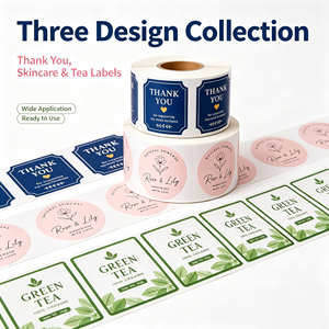 Etiquetas personalizadas en rollo, impermeables, autoadhesivas, con impresión transparente, para regalos, cuidado de la piel, té, etiquetas rectangulares de papel - Product Image 3