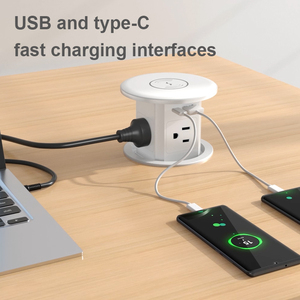 Interruptor <span class=keywords><strong>USB</strong></span> Motorizado para Encimera de Cocina, Enchufe Emergente Oculto, 4 Tomas de Corriente de CA de Aluminio, Compatible con Estándar de Enchufe CN y EE. UU. para Hospitales - Product Image 3
