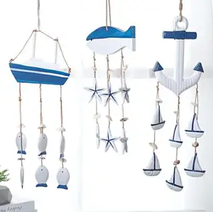 Mediterranean Ocean Wind Chime Pendant Home Pendant Decoration Gift Wooden Crafts Shell Conch Door Curtain Decoration