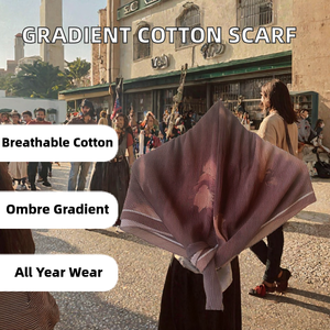 Nuevo Pañuelo Cuadrado Plisado con Degradado de Color, Cómodo, de Algodón, Estilo Ombre, Suave, para Mujer, Velo Musulmán, Elegante, Informal, Hijab - Product Image 2