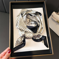 Bandeaux imprimés à pois de luxe pour printemps et été pour cheveux longs Foulard Hijab imprimé sur mesure 147*14cm de long en imitation soie