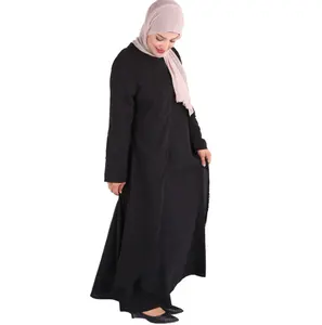 イスラム教徒のドレス女性のアラビア語の女性のカーディガンレースツーピースセットローブ黒の色ロングドレスイスラム教徒のプラスサイズ
