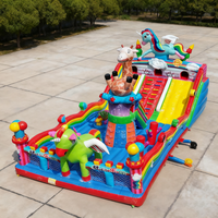 Château gonflable coloré écologique à prix d'usine, combo double toboggan, capacité de 500 kg, taille personnalisable pour le plaisir en famille