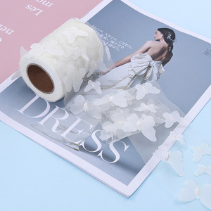 Bobine de tulle brodé 3D papillon coloré de 6cm/8cm/10cm/12cm*10 yards pour accessoires capillaires DIY, décoration de couronnes de <span class=keywords><strong>mariage</strong></span> et de fête - Product Image 6