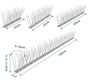 Piques <span class=keywords><strong>anti</strong></span>-oiseaux en acier inoxydable 304 massif pour pigeons et petits oiseaux - Répulsif écologique pour animaux, empêche les oiseaux de s'approcher des écureuils/chats - Product Image 6
