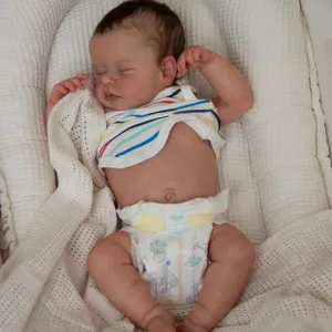 NPK 45CM Loulou yenidoğan bebek Doll yeniden doğmuş uykuya yumuşak topluca vücut gerçekçi 3D cilt görünür damarlar ile yüksek kalite el yapımı bebek