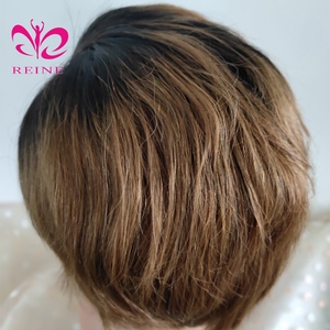 Perruques Lace Front Courtes Bob Ondulées en <span class=keywords><strong>Cheveux</strong></span> Humains Vierge Remy, Style Personnalisé <span class=keywords><strong>pour</strong></span> <span class=keywords><strong>Coupe</strong></span> T1B/27, Couleur Unique Plus Foncée - Product Image 6
