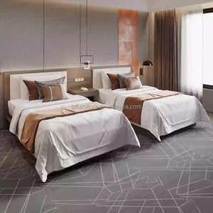 Contemporary 3 Star Hotel Bedroom Furniture Sets Customize <b>Twin</b> Single Wooden <b>Bed</b> <b>Frame</b> With Headboard And Nightstands For Sale - Product Image 3