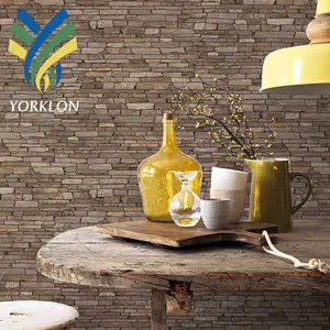 YT-NH 9 Home decor 3D Effect Walls Wood White Retro Brick Effect PVC Thick Stone Wall Paper For Living Room Kitchen Waterproof