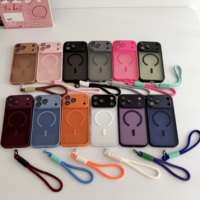 Coque transparente mate Skin Touch avec dragonne pour iPhone 11 12 13 14 15 16 17 18 Pro Max, compatible charge sans fil et magnétique, fine