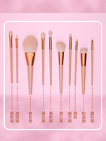 Pinceaux de maquillage professionnels de haute qualité, 10 pièces, manches en bois |   Pinceaux cosmétiques haut de gamme pour le correcteur et le maquillage du visage, marque privée
