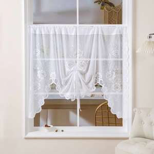 Tenda da caffè bianca cinese classica fresca a tre <span class=keywords><strong>fiori</strong></span> che blocca il pizzo tenda corta tenda divisoria dell'atrio - Product Image 4