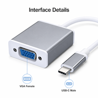 Convertidor compacto USB tipo C a VGA, adaptador de vídeo 1080P 60Hz, compatible con Thunderbolt 3 para Chromebook Surface y dispositivos Android