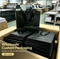 Sacs shopping en papier personnalisés avec poignée en ruban, sacs cadeaux avec estampage à chaud pour l'emballage de cosmétiques, vêtements et bijoux