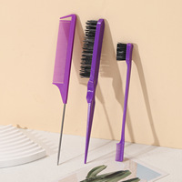 Vente en gros de 3 peignes de coiffure de haute qualité ensemble brosse à cheveux en nylon multicolore brosse à cheveux de contrôle des bords peigne à queue de souris