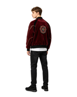 Blouson Bomber Zippé en Velours Tissé Lourd Personnalisé, Col Montant, Coupe Décontractée, Coupe-Vent et Respirant pour l'Automne