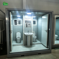 Toilettes préfabriquées portables de 20 pieds avec lavabo, douche et WC, séparation humide/sèche, pour hôtel et usage extérieur