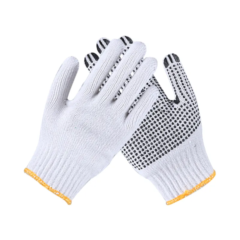 Slip Resistant Cotton Knit Men Women Construction Gardening Fishing PVC Dotted Work Gloves