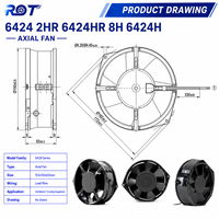 Ventilateur axial 6424 DC 24V 172mm à haut débit d'air 241CFM avec roulement à billes pour remplacement de ventilation de module onduleur et armoire